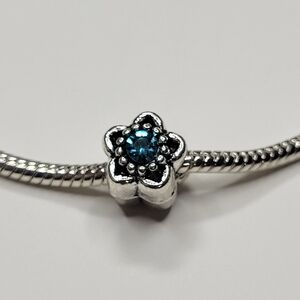 New! For Pandora Charm Bracelet Individual Charm - Blue And Silver Color Flower